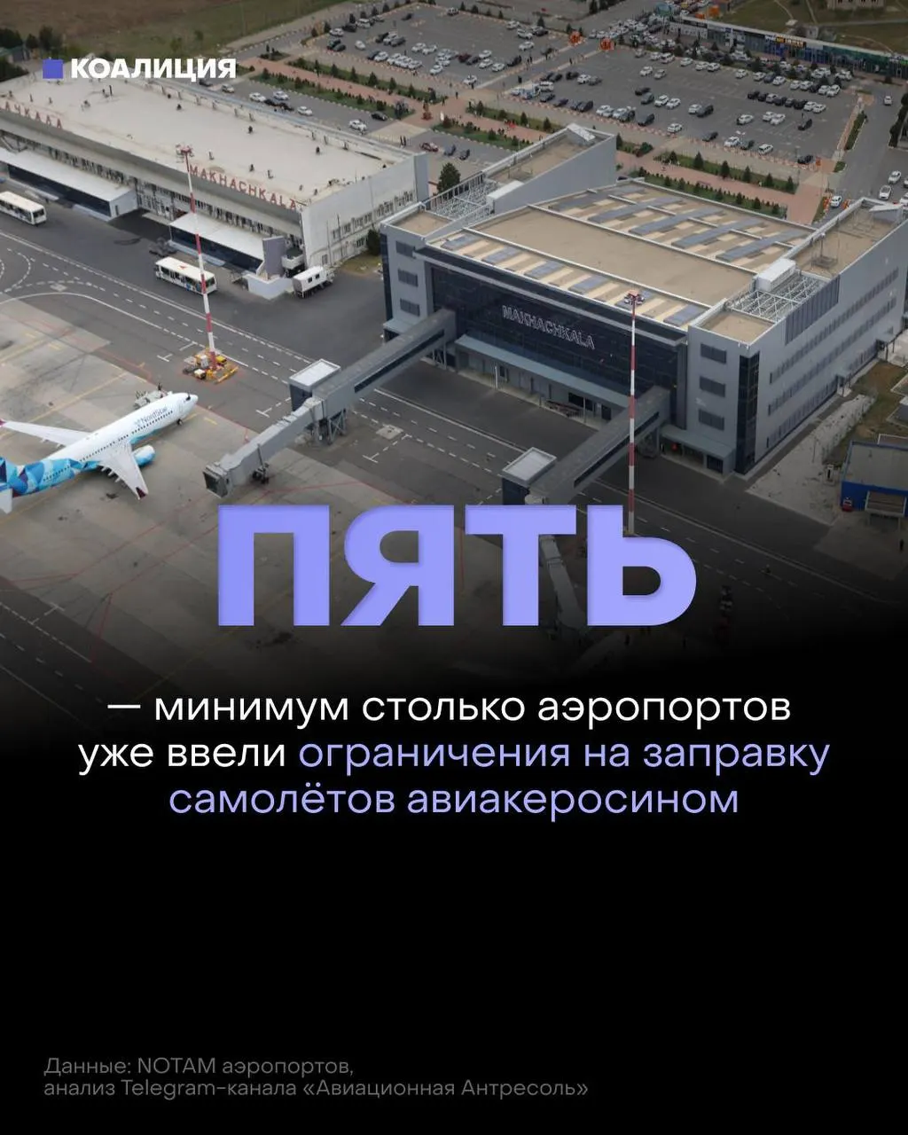 В ряде аэропортов ограничили выдачу авиакеросина: выдача только в объёме, необходимом для конкретного рейса; в отдельных случаях иностранные авиакомпании могут заправляться только с согласия поставщика. Ограничения связаны с ударами по нефтеперерабатывающей инфраструктуре и резким ростом оптовых цен.
